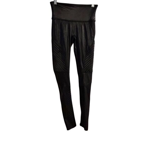 Spanx Women's Faux Leather Moto Leggings Black Size S Casual Jegging - Picture 1 of 9